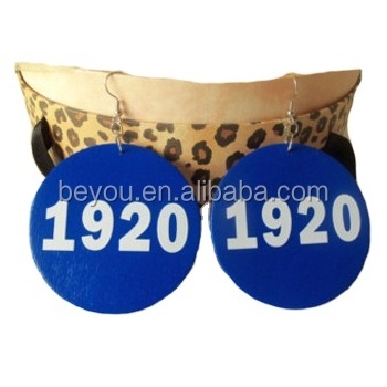 Round Blue 1920 Wooden Earring