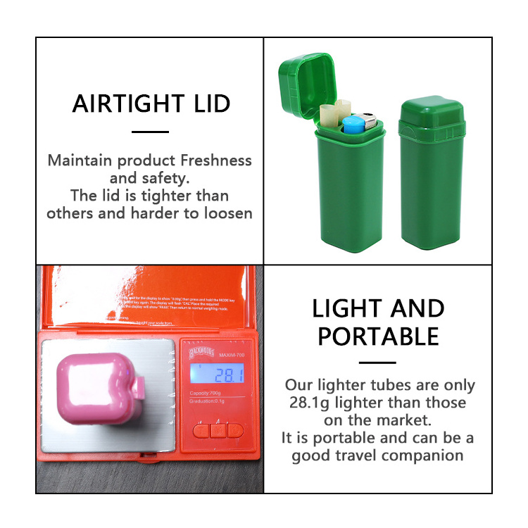 Portable Mini Plastic Pocket with Lighter Storage Travel Waterproof Airtight Pink Tube Packaging Cigar Case Smoking Accessories