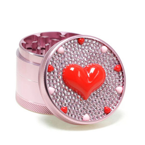 63mm Aluminium Alloy Cute Smoking Grinders Accessories with Diamond Lid  For Women Tobacco Grinder