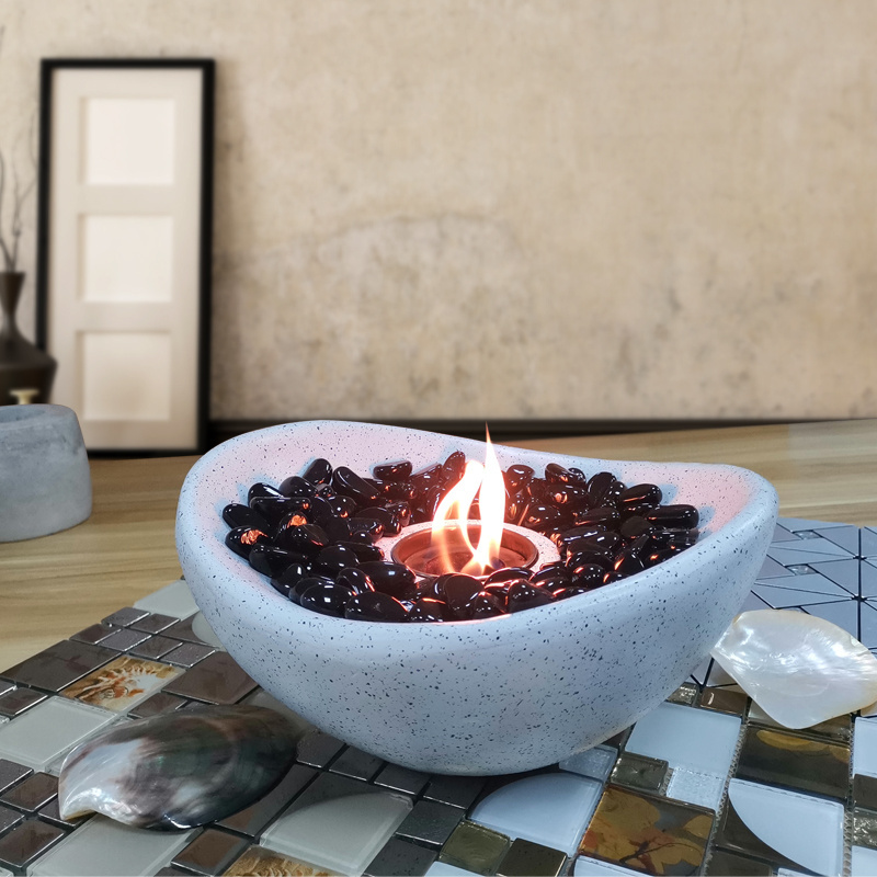 Table Top Bowl Concrete Tabletop Fire Bowl Indoor Outdoor Portable Personal Rubbing Alcohol Fireplace  Fire Pit