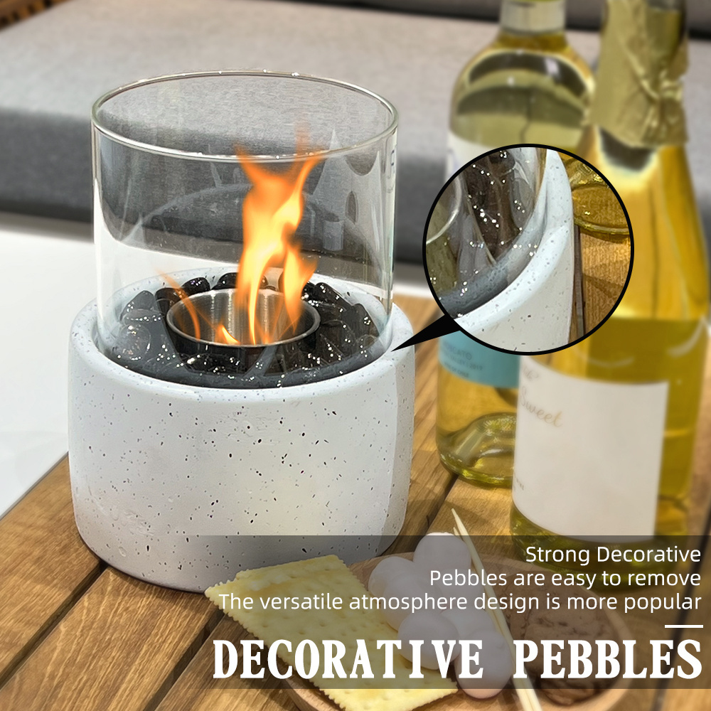 Portable Small Concrete Table Top Fire Pit Bowl Indoor Bio-alcohol Cement Firepit Coffee Tabletop Fireplace