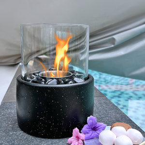 Portable Small Concrete Table Top Fire Pit Bowl Indoor Bio-alcohol Cement Firepit Coffee Tabletop Fireplace