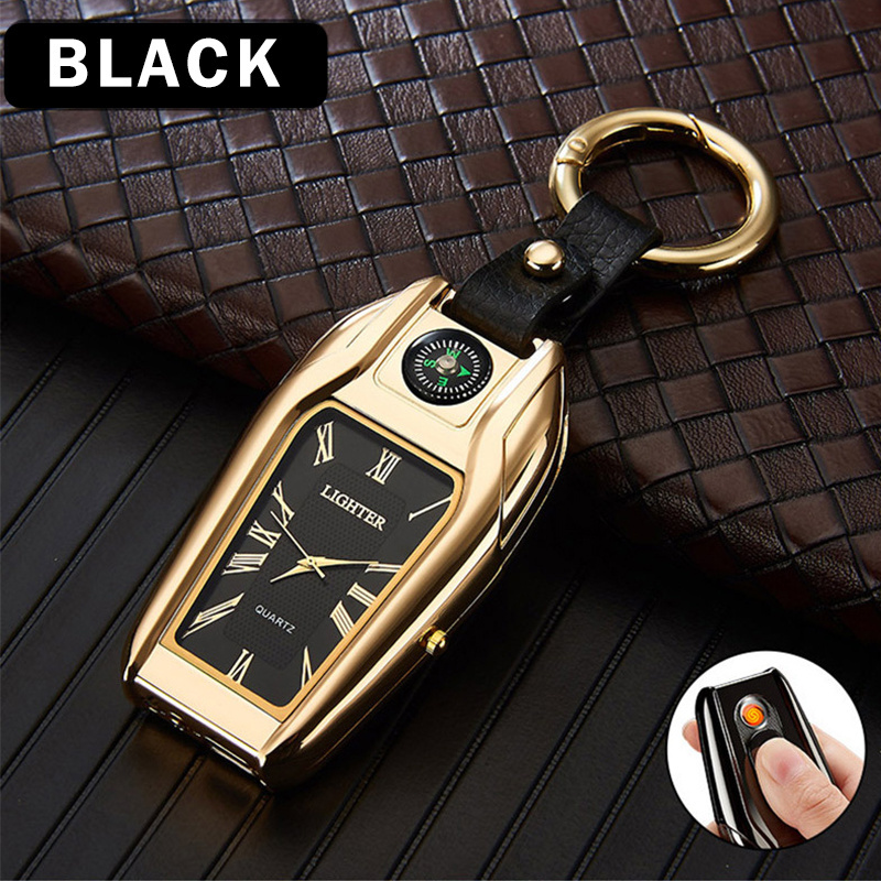 Keychain Electric Lighter with Flashlight Flameless usb Rechargeable Plasma Waterproof Smoking Cigarette Lighter