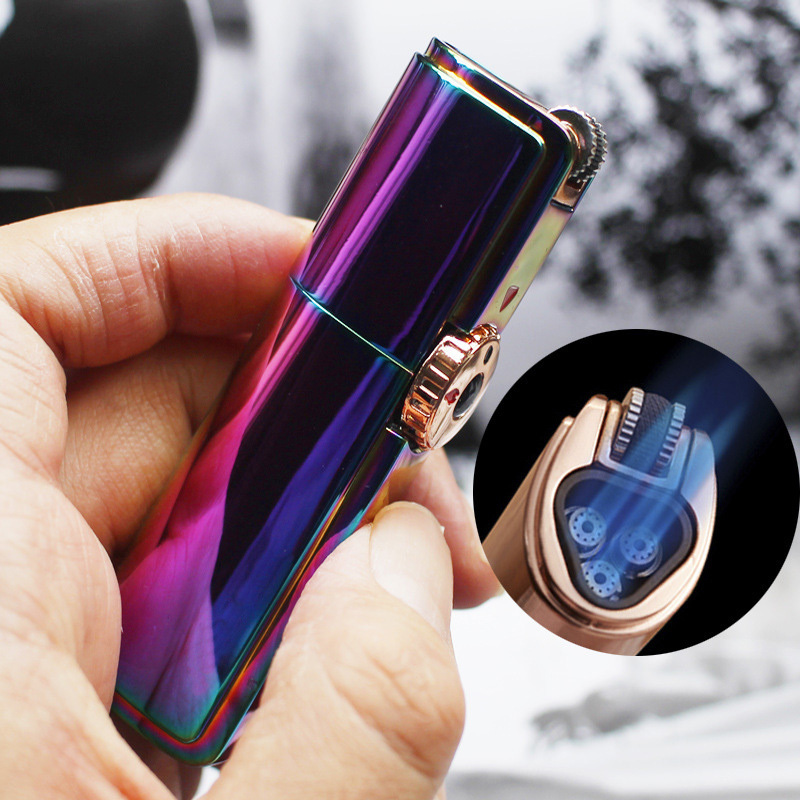 Jet Flame Torch Lighter Metal Portable  Butane Gas Refillable Smoking Torch Cigar Lighter