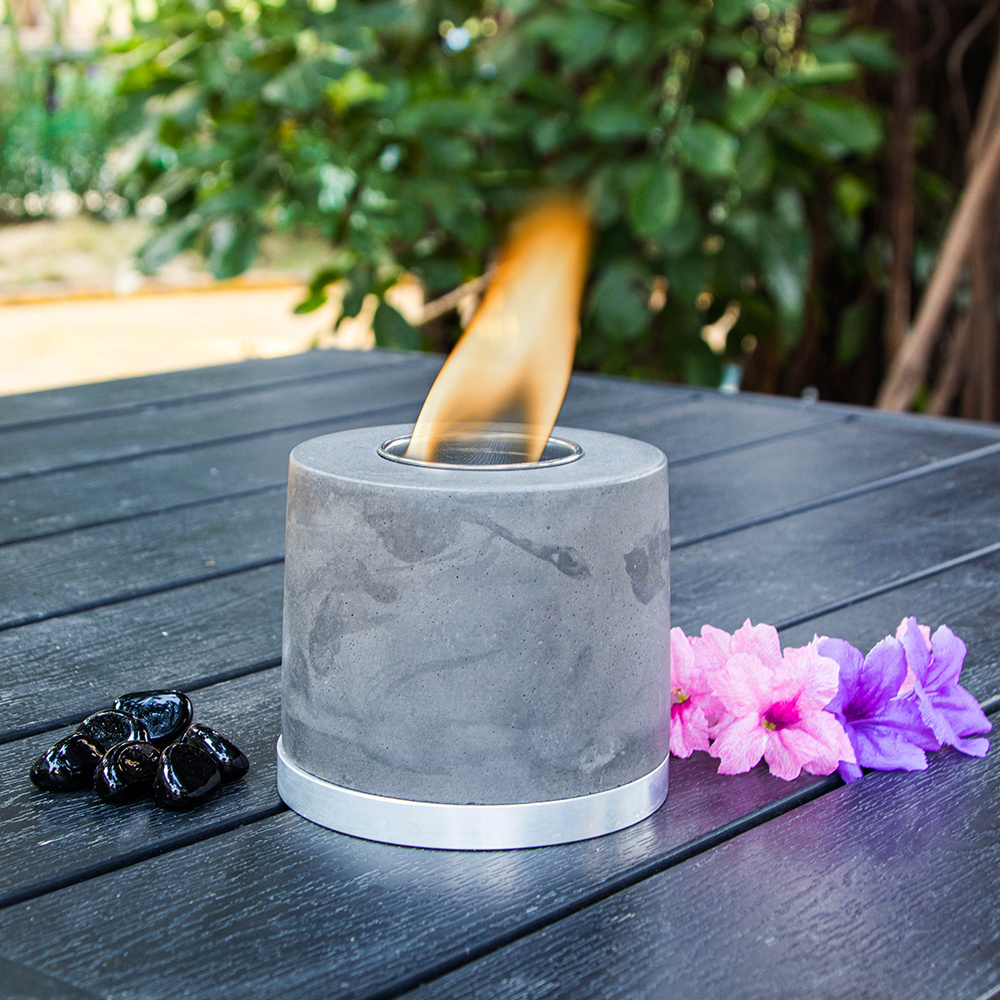 Mini Smokeless Concrete Tabletop Fireplace Outdoor Alcohol Desktop Firepit Indoor Long Burning Cement TableTop Fire Pit