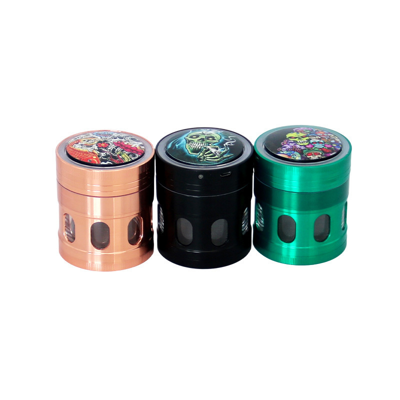 Custom Non Stick Dry Herb Tobacco Crusher Automatic Grinder Metal Usb Rechargeable Led Smoking Electric Herb Grinder