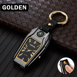 Keychain Electric Lighter with Flashlight Flameless usb Rechargeable Plasma Waterproof Smoking Cigarette Lighter