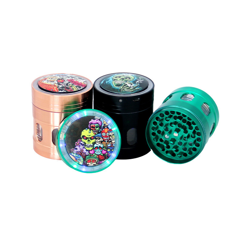 Custom Non Stick Dry Herb Tobacco Crusher Automatic Grinder Metal Usb Rechargeable Led Smoking Electric Herb Grinder