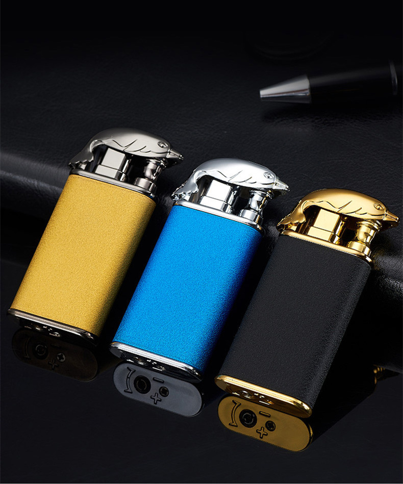 Esqueiro Windproof Croc Dragon Cigar Torch Tiger Lighter Jet Aansteker Double Flame Soft/ Jet Flame Switchable Lighter for Men