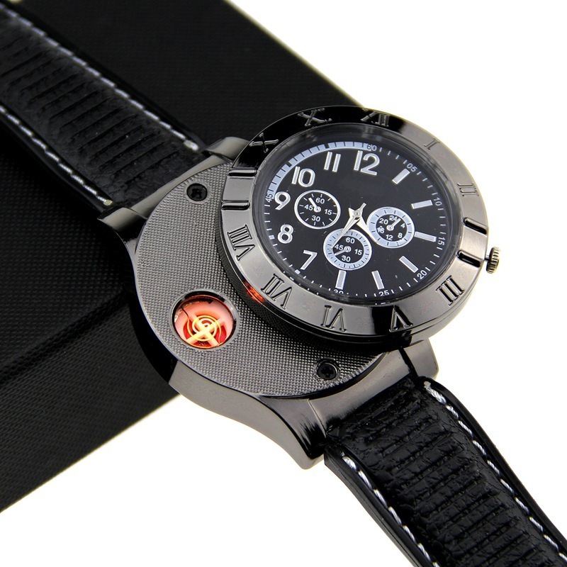 Fashion USB Rechargeable Wrist Watch Lighter Flameless Wristwatches Zinc Alloy CLASSIC Accept Custom Logo 250g 4.5*1.6CM