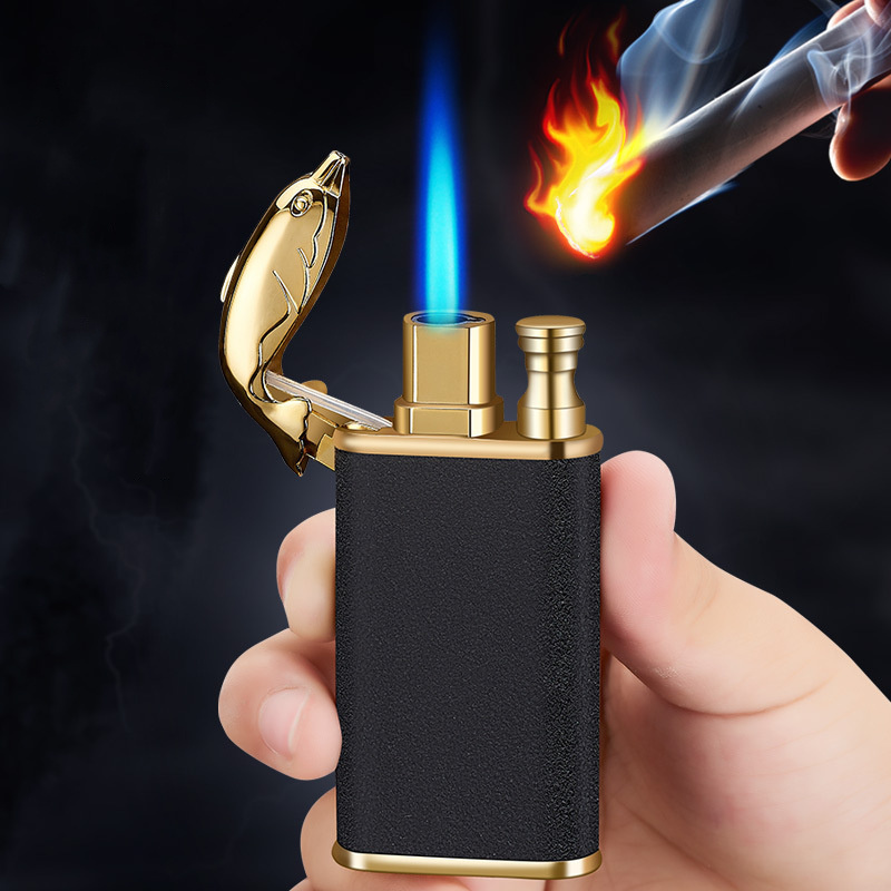 Esqueiro Windproof Croc Dragon Cigar Torch Tiger Lighter Jet Aansteker Double Flame Soft/ Jet Flame Switchable Lighter for Men