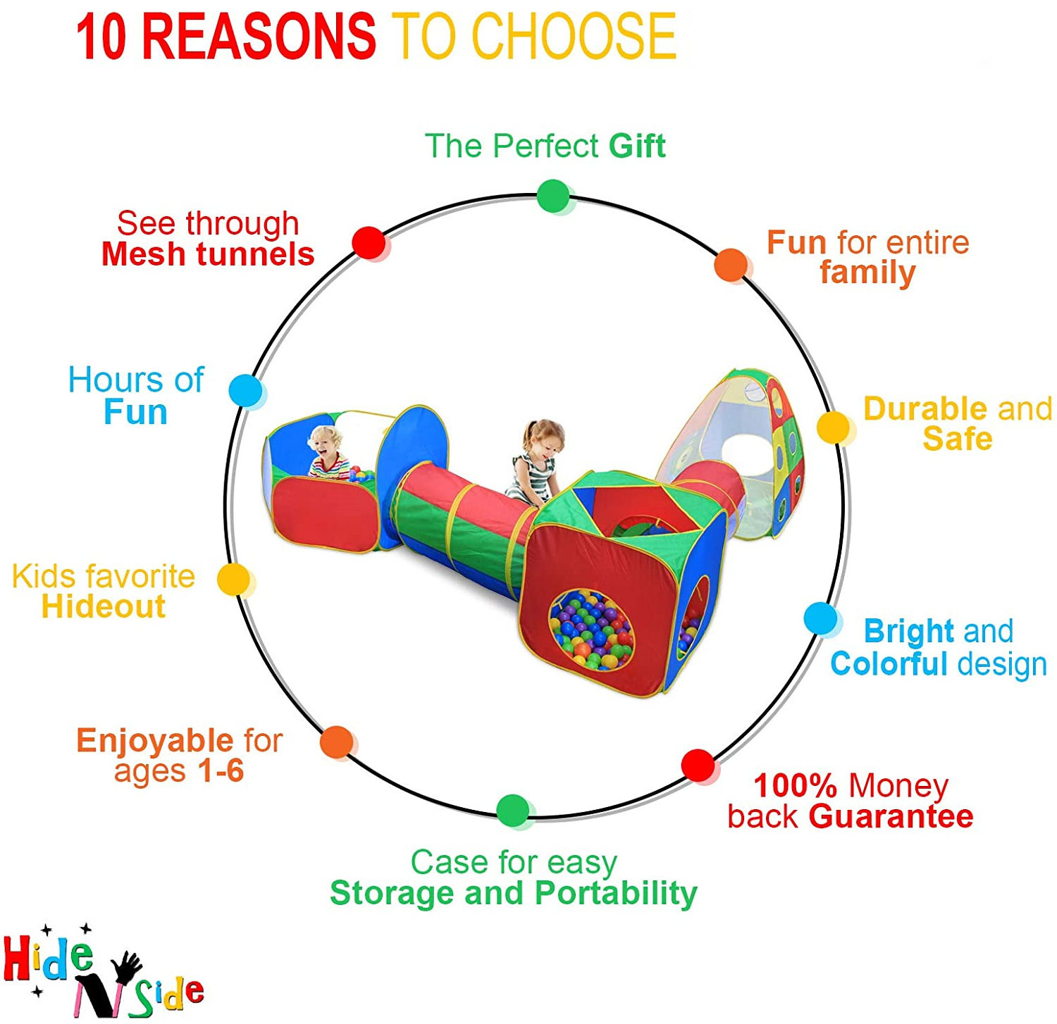 5pc Kids Ball Pit Tent and Tunnel Toddler Jungle Gym Baby Play Tent with Play Crawl Tunnel Toy for Boys infants Children