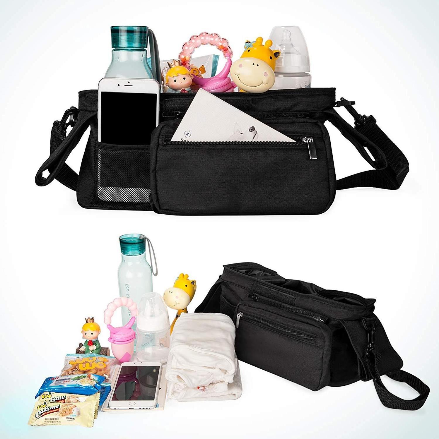 Universal Detachable Mommy Diaper Storage Bag Baby Stroller Organizer with Insulated Cup Holders