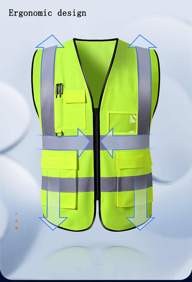 Custom Logo High Visibility Running Traffic Industrial Construction Security Personal Safety Reflective Vest With Pockets