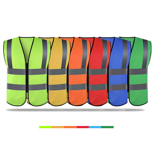 120g Zipper Hi Vis Neon Traffic Sanitation Worker Construction Safety Reflective Vest With Logo