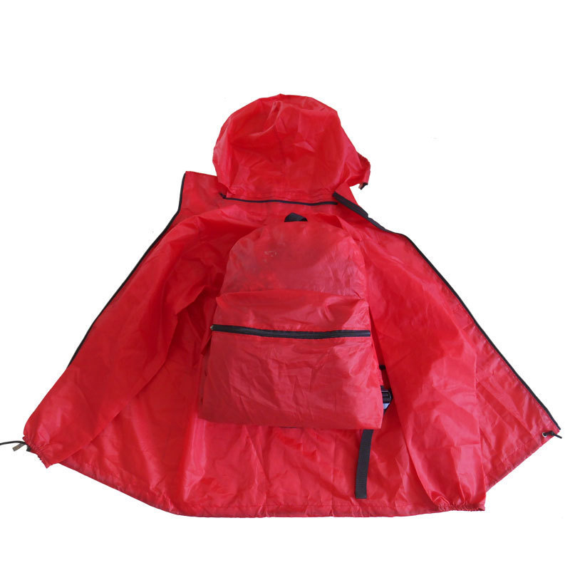 2 In 1 Outdoor Camping Travel Cycling Foldable Lightweight Waterproof Rain Jacket Coat With Backpack