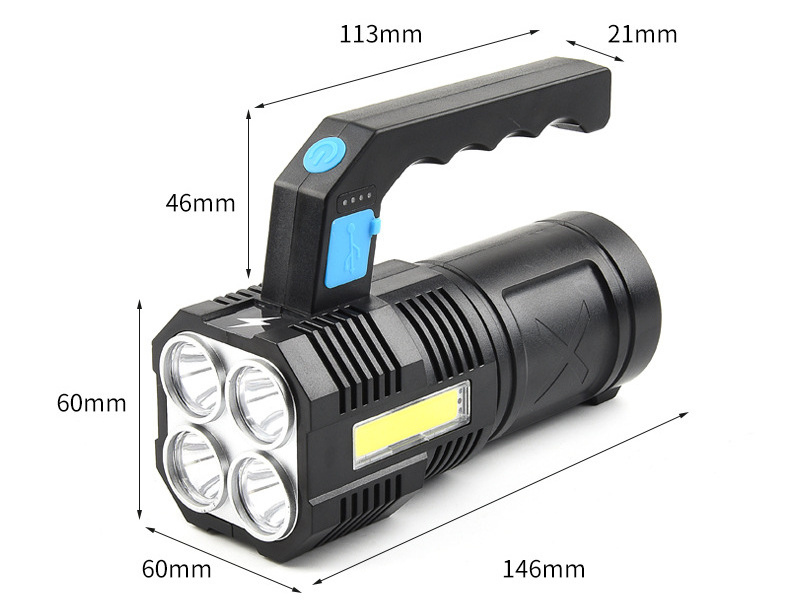 Outdoor ABS Flashlight Waterproof Cob Flashlight Waterproof Camping Portable Flashlight