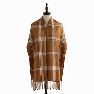 Sweet Warm Winter Plaid Check Soft Thick Cashmere Feel Fringe Blanket Scarfs Womens Shawl Wrap