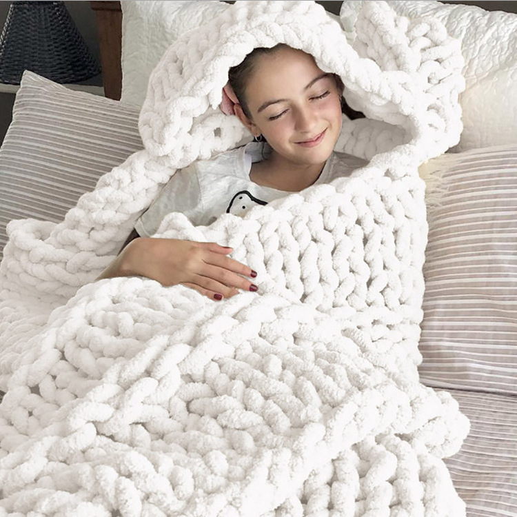 Soft Warm Cozy Thick Crochet Bed Sofa Chair Couch Gift Handmade Decorative Chunky Knit Throw Blanket