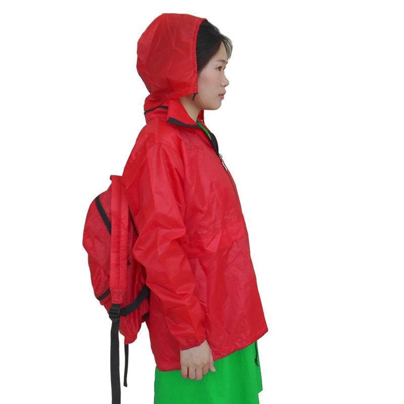 2 In 1 Outdoor Camping Travel Cycling Foldable Lightweight Waterproof Rain Jacket Coat With Backpack