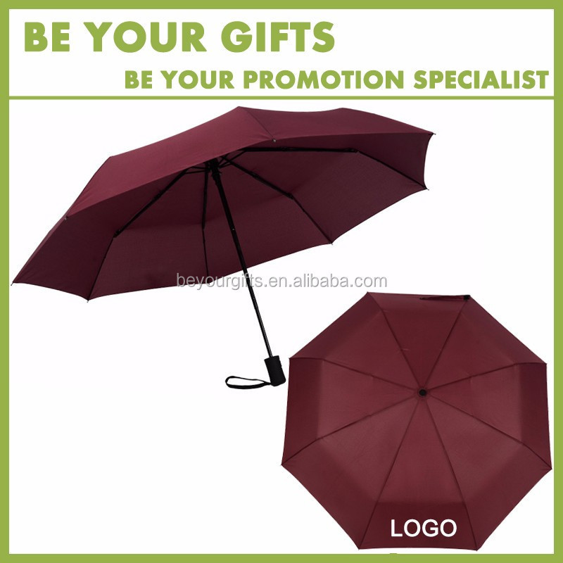 Good quality Promotional Customize logo 3 fold automatic umbrella with Steel rib for outdoor