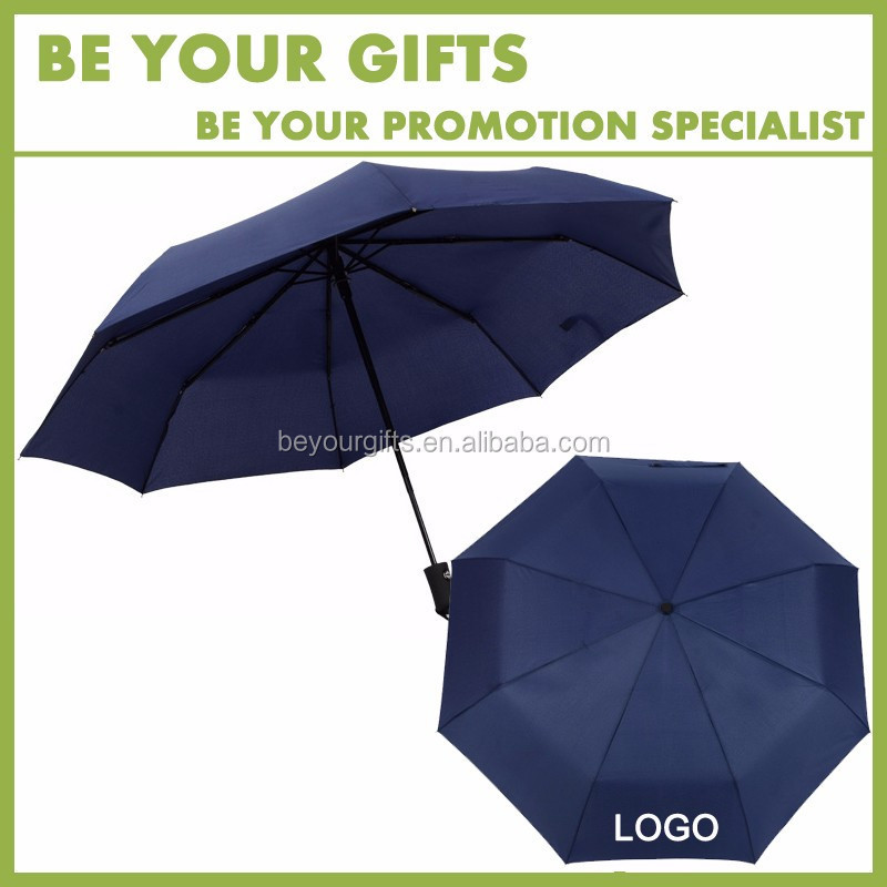 Good quality Promotional Customize logo 3 fold automatic umbrella with Steel rib for outdoor