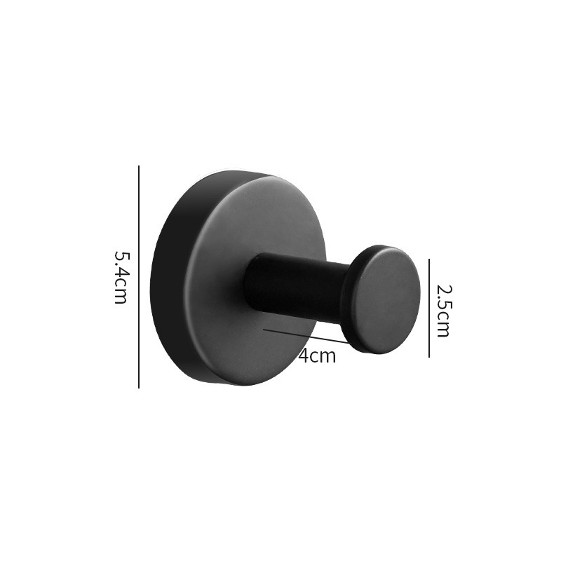 Bathroom Matte Black Coat Hook SUS 304 Stainless Steel Single Towel Robe Clothes Hook for Bath Kitchen Contemporary Hotel Style