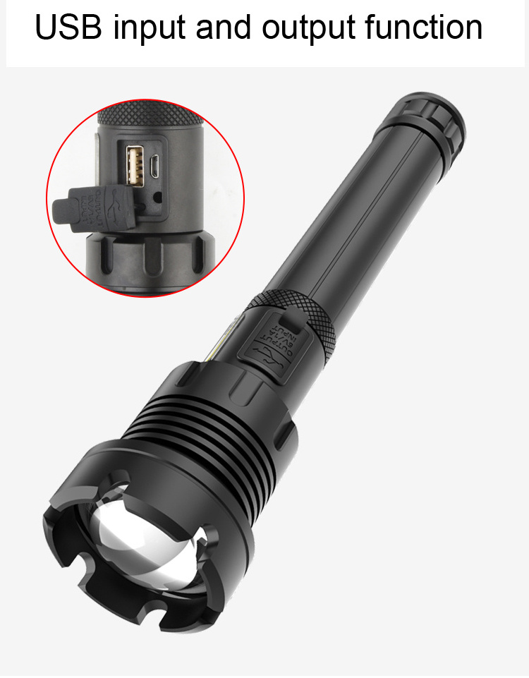 Flashlight Strong Light Rechargeable Zoom Giant Camping Waterproof Flashlight Telescopic Flashlight