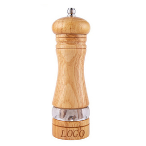 6.5" Wooden Salt Grinders Refillable Manual Pepper Grinder with Acrylic Visible Window