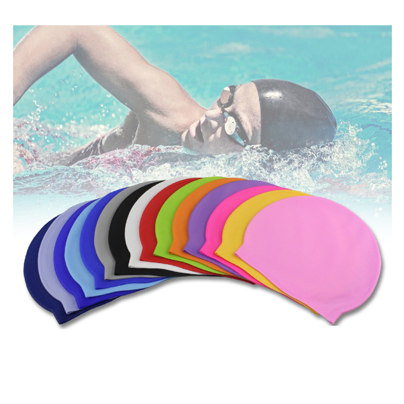 Durable Soft Stretchable Anti-skid Hot Spring Shower Bathing Pool Hat Waterproof Silicone Swimming Caps For Adults