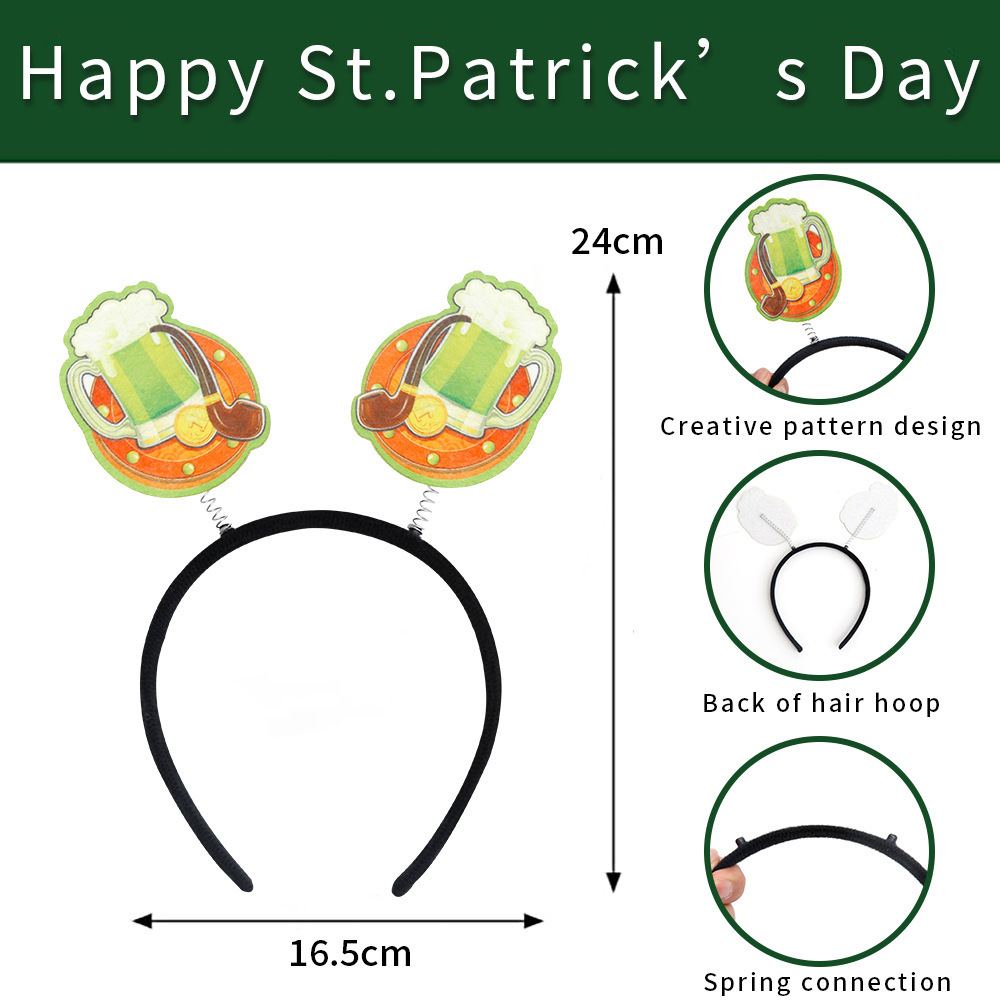 Green Shamrock Hair Accessories Hairbands St. Patrick's Day Headbands For Adults Kids