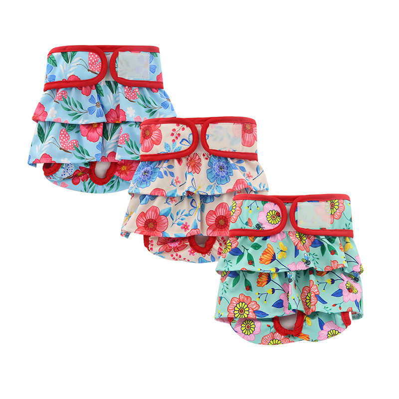 No-Leak Strong Water Absorption Puppy Wraps Panties Washable Pet Female Dog Diapers For Heat Cycle