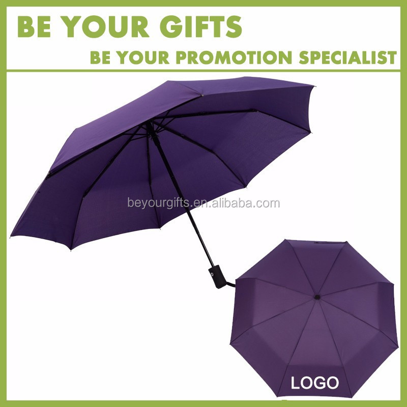 Good quality Promotional Customize logo 3 fold automatic umbrella with Steel rib for outdoor