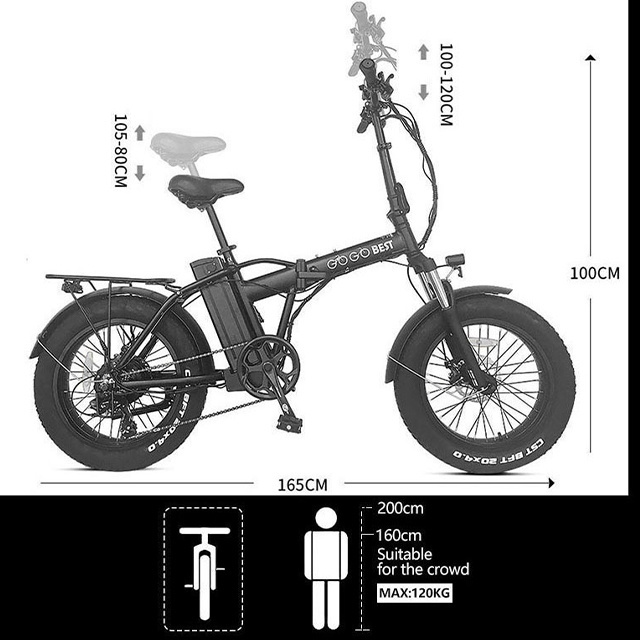 20inch Wheel Fat Tire Ebike Conversion Kit With Battery Gogobest GF300 48V 1000W Foldable Electric Moped Bicycle