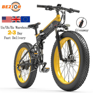 Factory Direct Electric Bike 48 Volt 1500W Power Moped E Bike Bezior X1500 Foldable 26inch Fat Tire Electric Mountain Bicycle