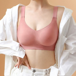 Custom Logo morandi color new seamless bra women's thin 3D Jelly strip ice silk plus size push-up seamless bra women