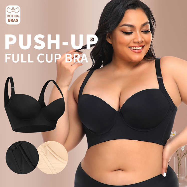 New Hot Plus Size Women's Bra  Wire Free Padded Underwear for Big Cup Woman Adjustable  Seamless Push Up Back Support Bra