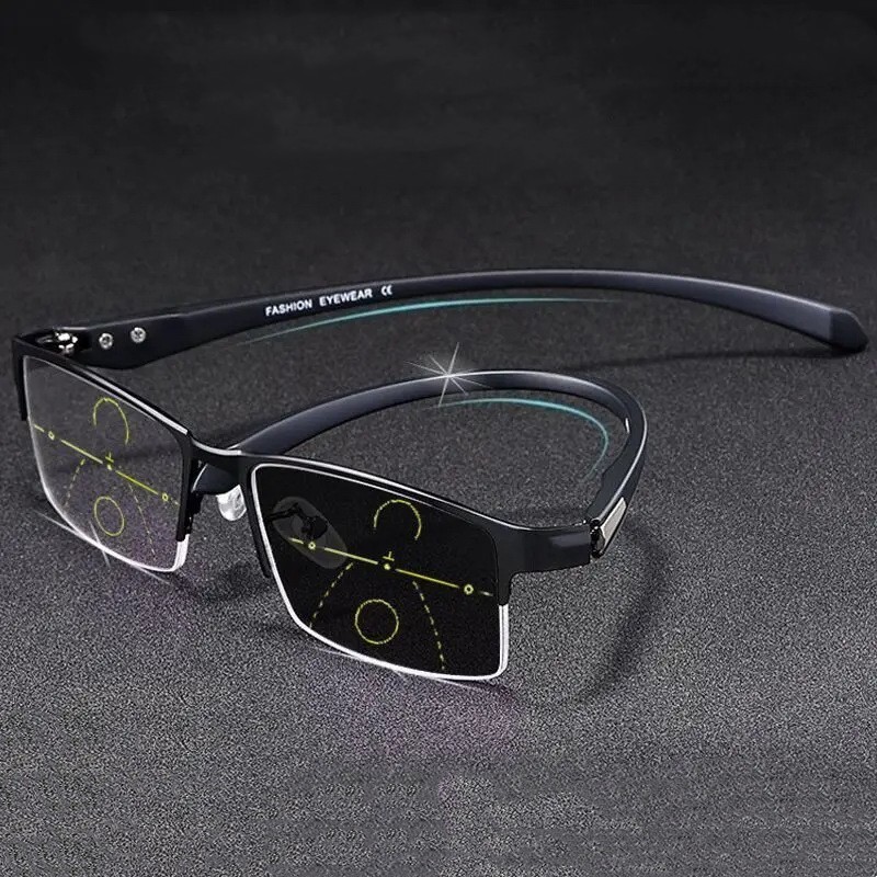 2024 New Smart Zoom Square Anti Blue Light with Spring Hinge photocromic eyewear far and near dual use reading glasses men