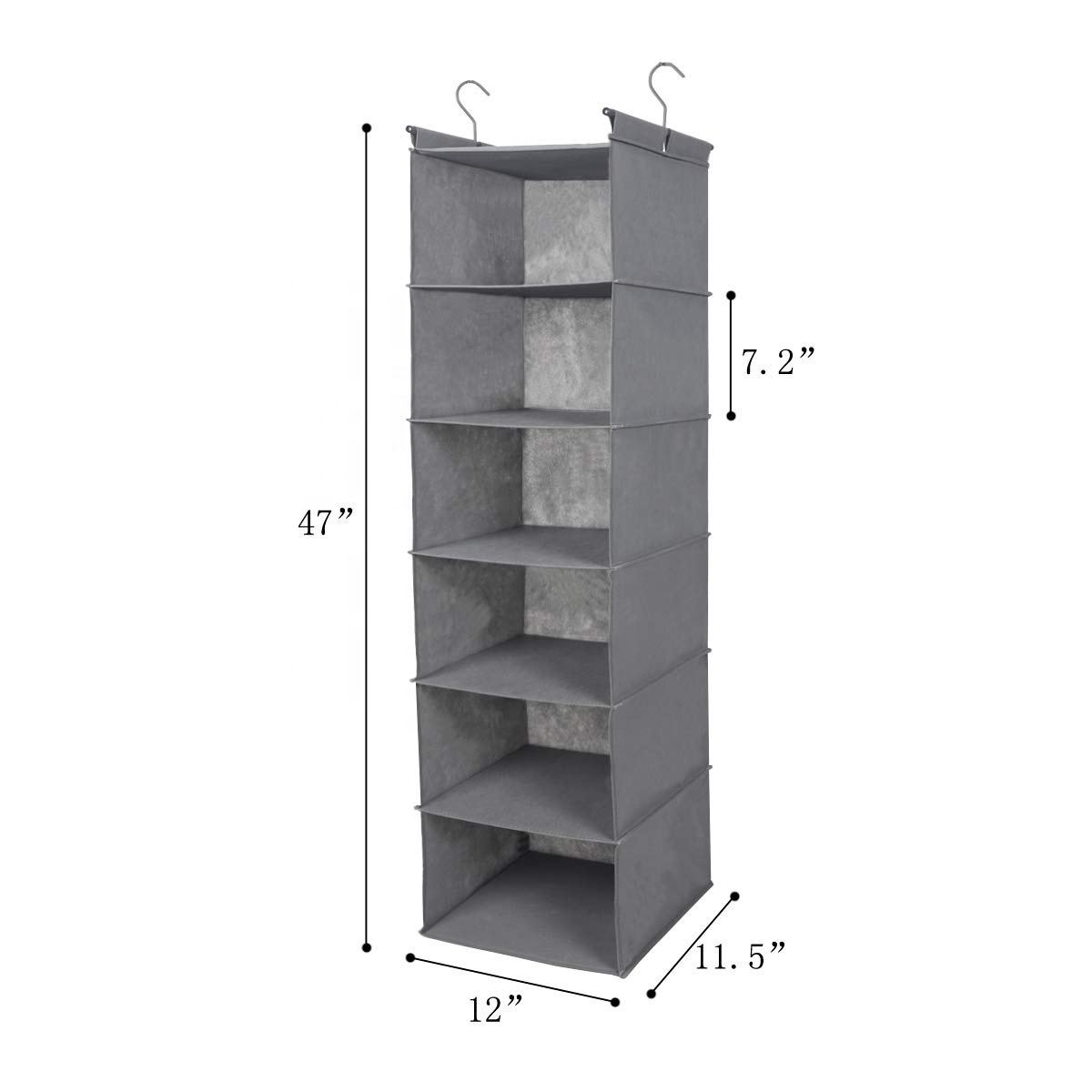 6 Tier Shelf Hanging Closet Organizer Foldable Closet with 2 Sturdy Hooks Hanging Shelf