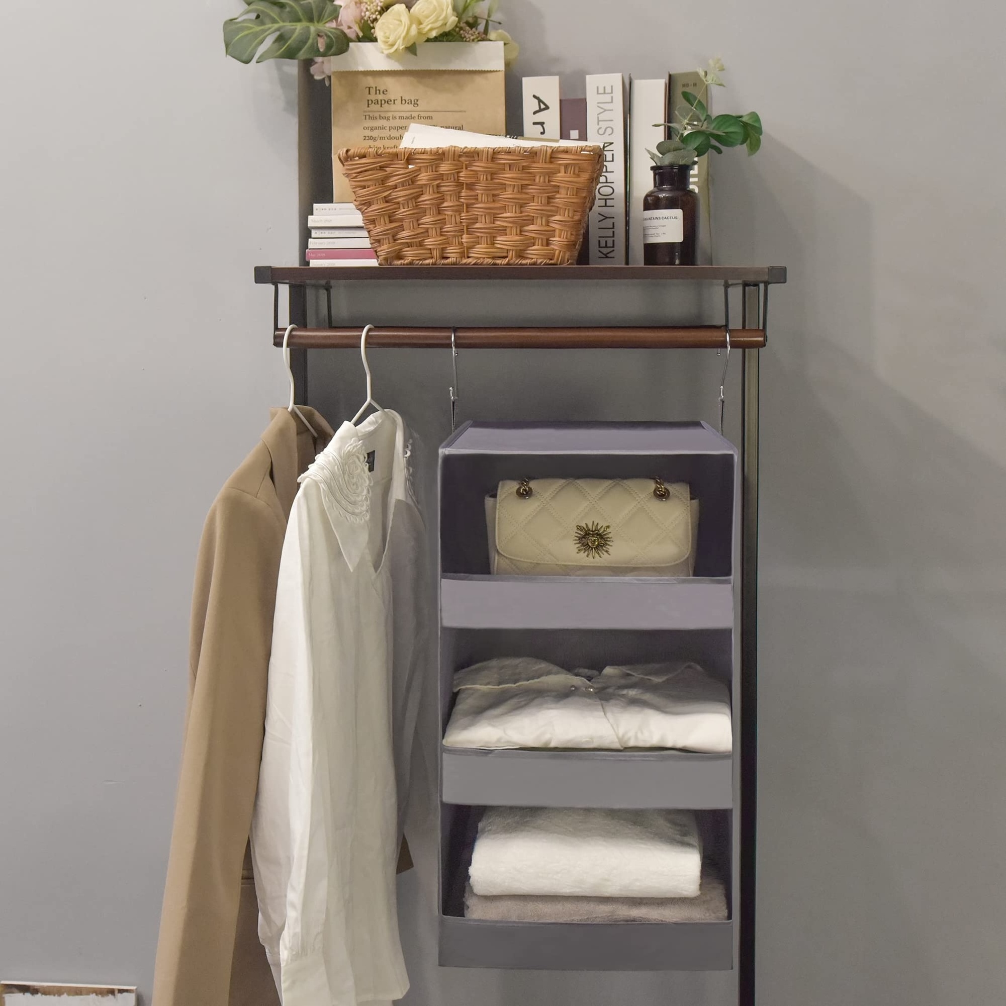 3 Shelf Hanging Closet Organizer and Storage Hanging Closet Shelves Hanging Organizer