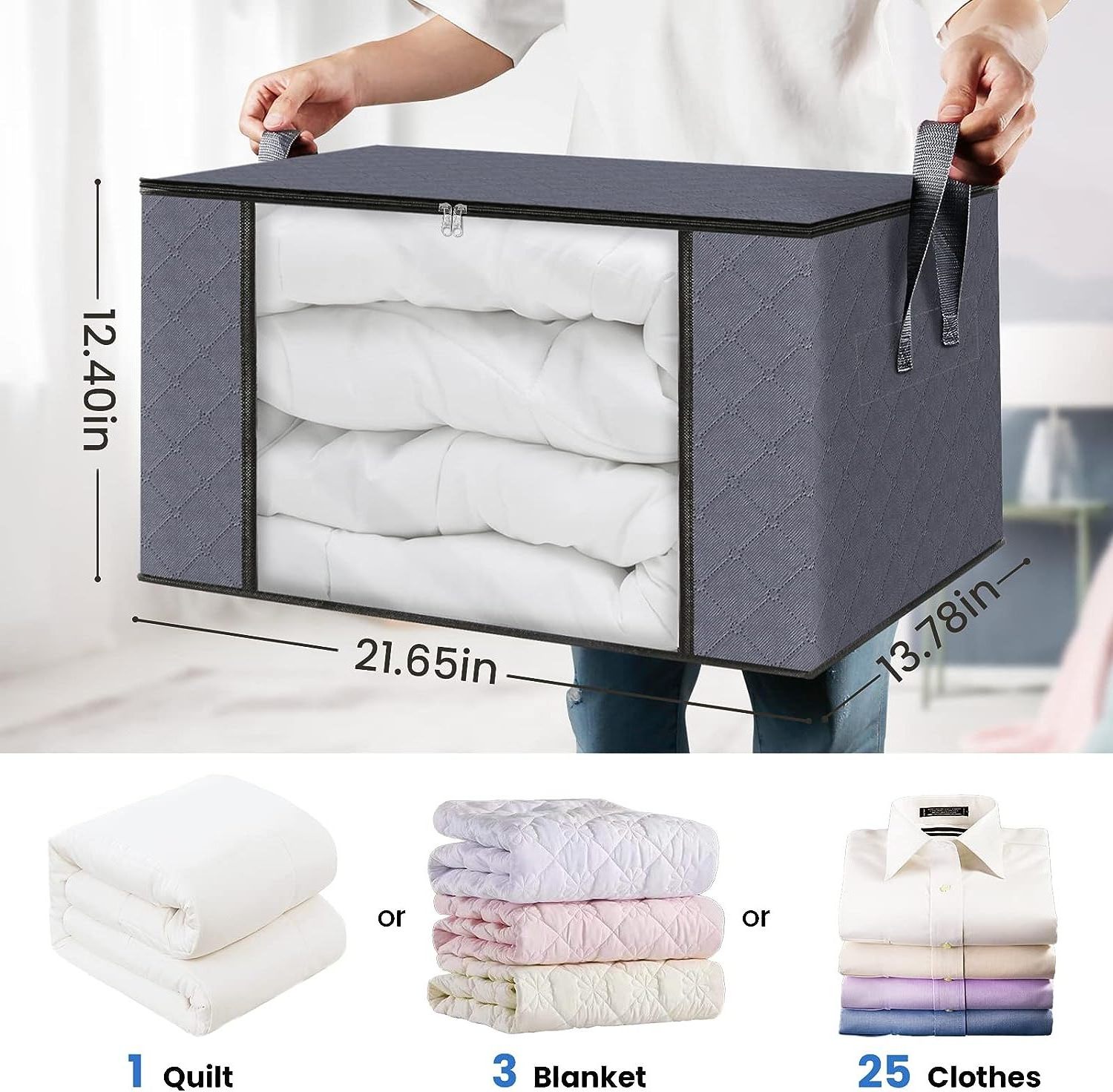 6 Pack Clothes Storage Foldable Blanket Storage Bags Storage Containers for Organizing Bedroom Closet Clothing Comforter