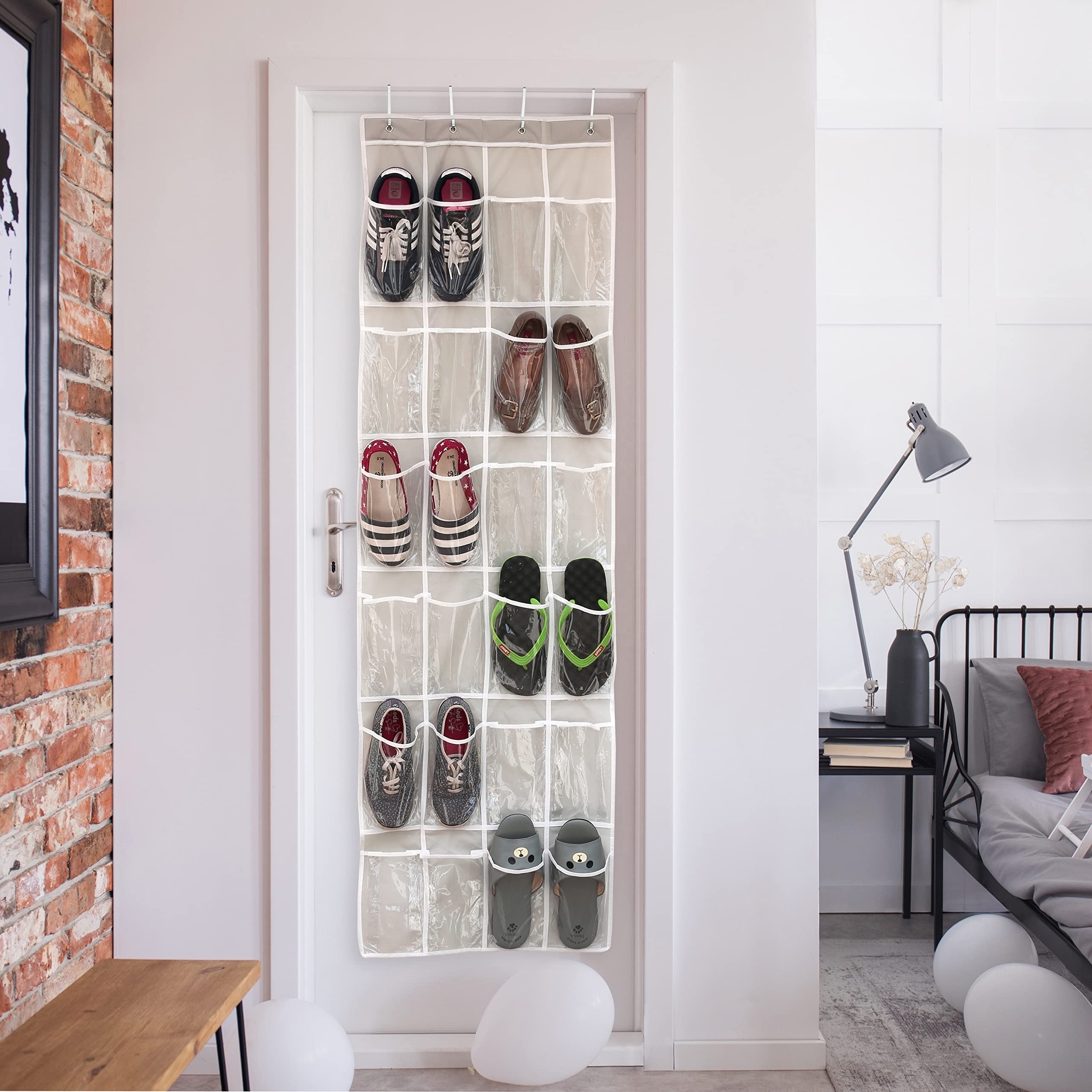 24 Pockets SimpleHouseware Crystal Clear Over The Door Hanging Shoe Organizer