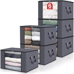 6 Pack Clothes Storage Foldable Blanket Storage Bags Storage Containers for Organizing Bedroom Closet Clothing Comforter