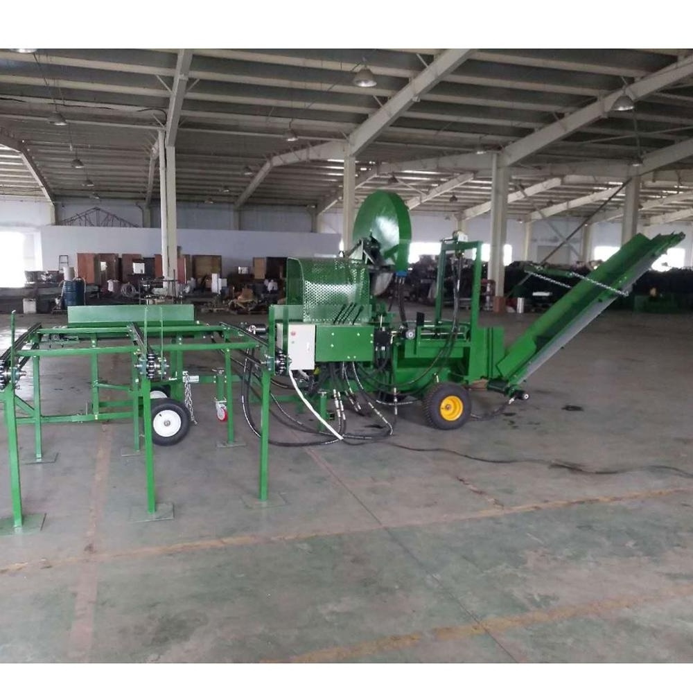 37hp 50T full hydraulic operate commercial grade saw blade type firewood processor with log chain table, conveyor and blades