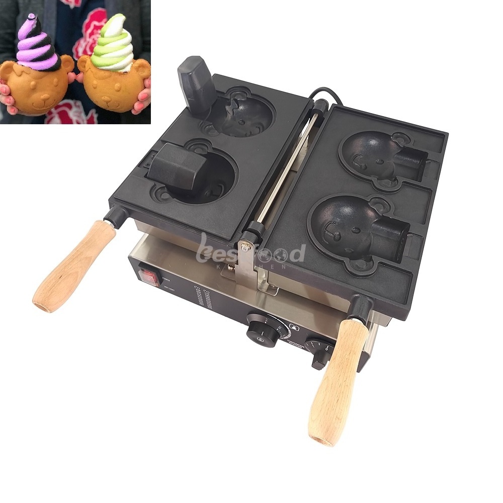 Industrial 2pcs electric bear shape waffle maker bear shaped waffle cone maker