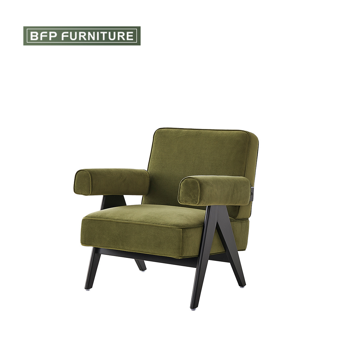 BFP HOME Retro Italian Style Fabric Leisure Chair  Living Room Sofa Velvet Fabric Sofas Set European Living Room Furniture