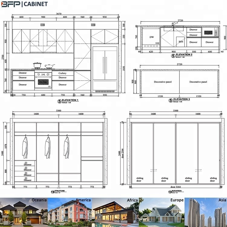 Free Standing Guangzhou Factory Wooden Melamine Black Wardrobe With Glass Door