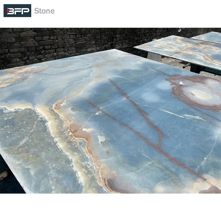 Factory Price Natural Blue Onyx Marble Wall Slabs