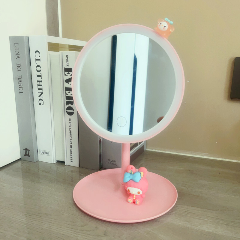 new style desktop Sanrio cartoon hello kitty make up mirror Third light fill-in light Micro USB Lazy beauty mirror