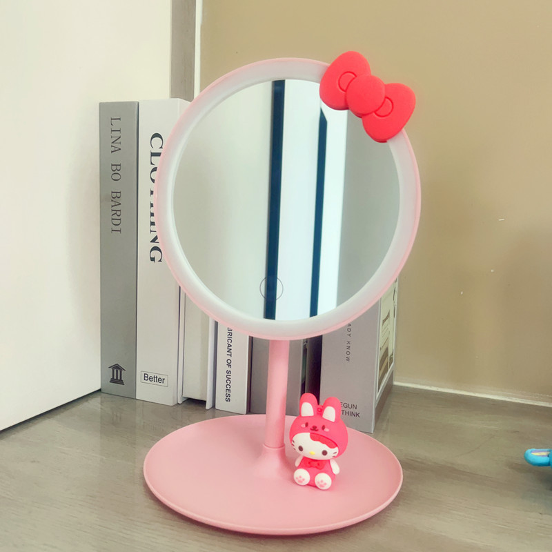 new style desktop Sanrio cartoon hello kitty make up mirror Third light fill-in light Micro USB Lazy beauty mirror